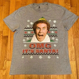 Elf OMG It’s Santa Tee Shirt Size XL.  Christmas T Shirt, Ugly Sweater Contest.